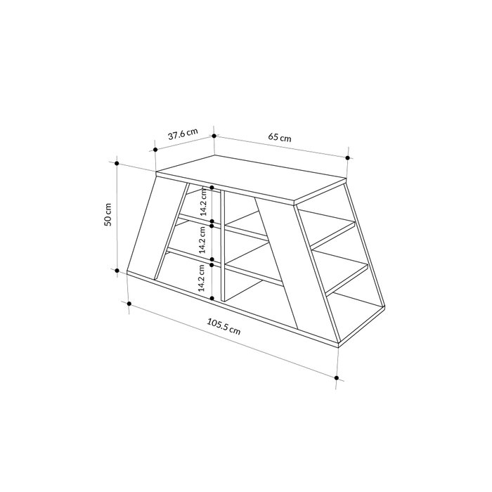 Hanah Home Pyramid Shoe Bench - Roble y Blanco